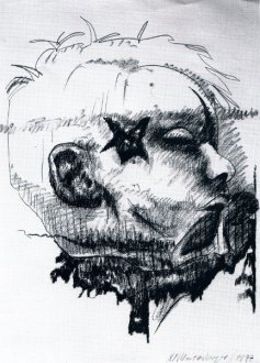 Kopf, 1977, ,, 1977, Kohle auf Papier, 70 x 50 cm