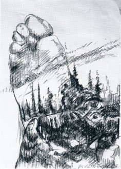 Fuß, 1980, Kohle auf Papier, 70 x 50 cm